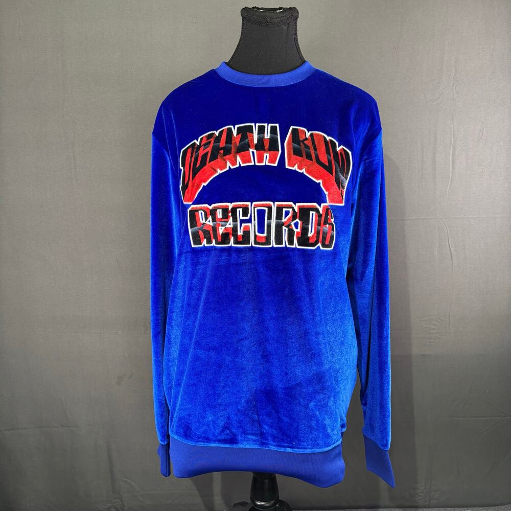 Death Row Records Sweater Men’s S Velvet Retro Y2K Hip Hop Rap Logo Red Blue